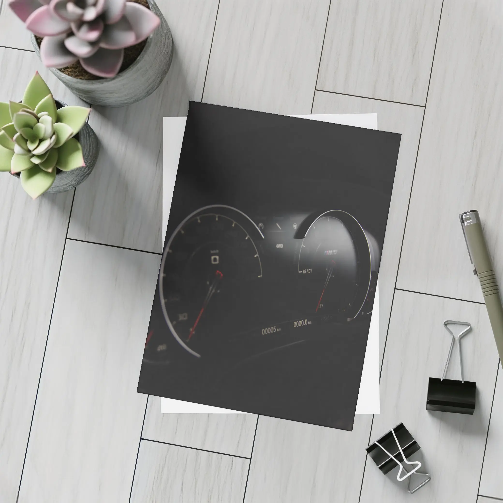 BMW M Digital Dashboard Gauges Dark Background – Postcards