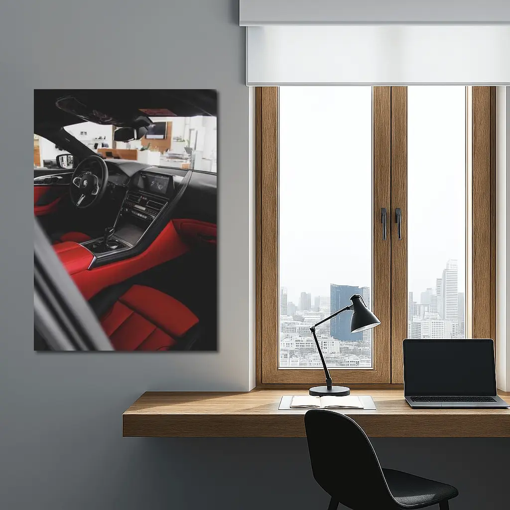 BMW Eight Series Red Interior Dealership – Wall Art