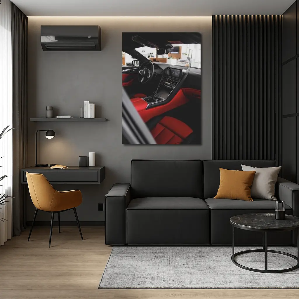 BMW Eight Series Red Interior Dealership – Wall Art