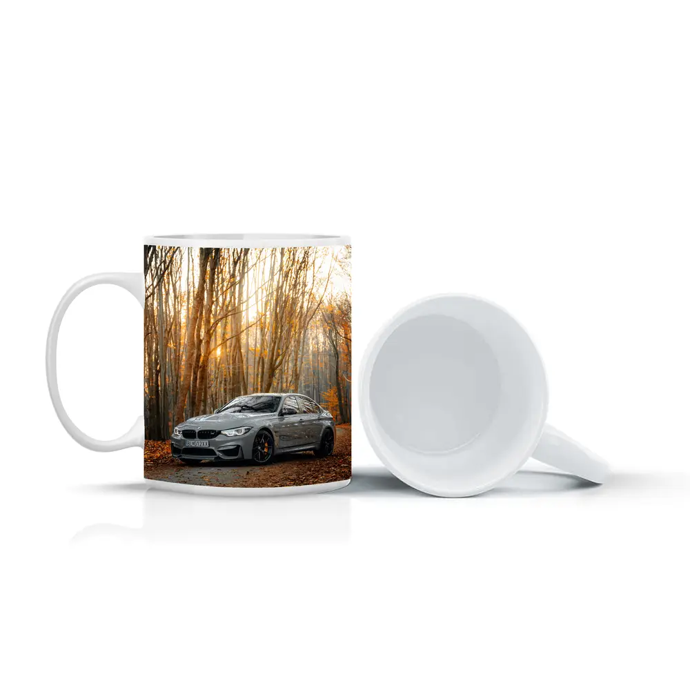 BMW M3 Gray Sedan Autumn Forest – Mugs