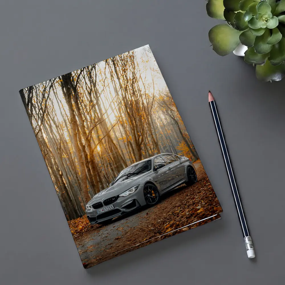 BMW M3 Gray Sedan Autumn Forest – Notebooks