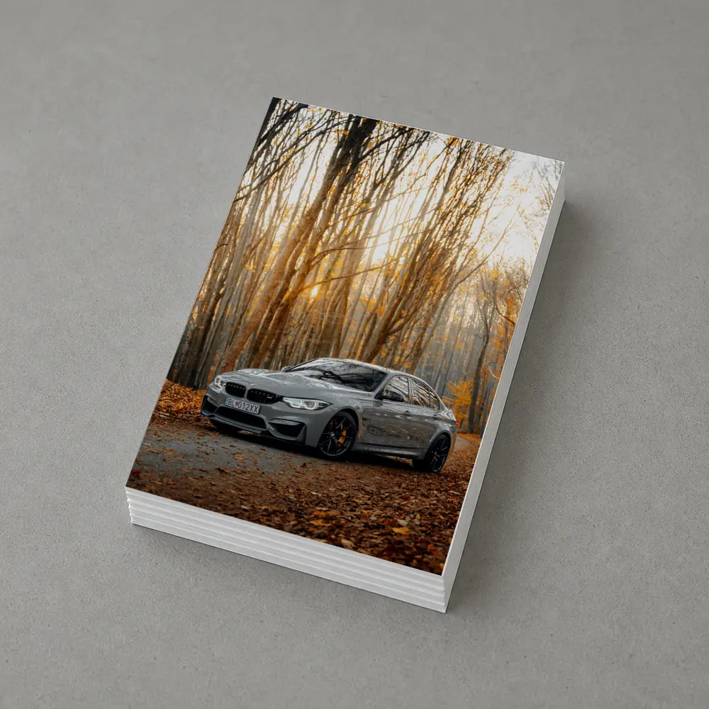 BMW M3 Gray Sedan Autumn Forest – Postcards