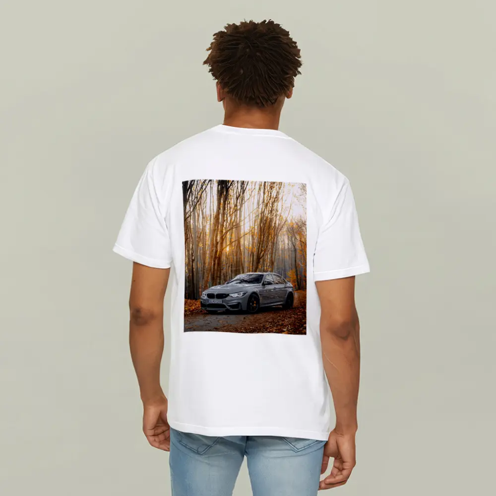 BMW M3 Gray Sedan Autumn Forest – T-Shirts