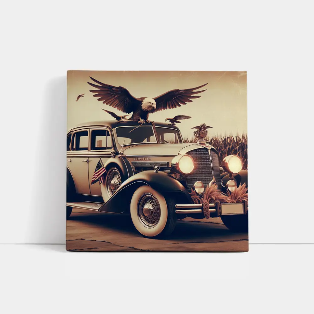 Chrysler Classic Car Bald Eagle American – Wall Art