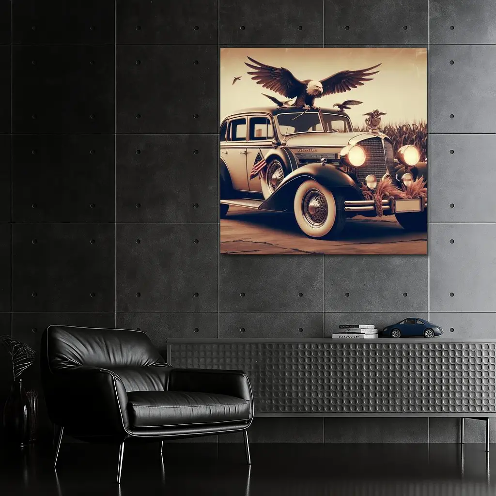 Chrysler Classic Car Bald Eagle American – Wall Art