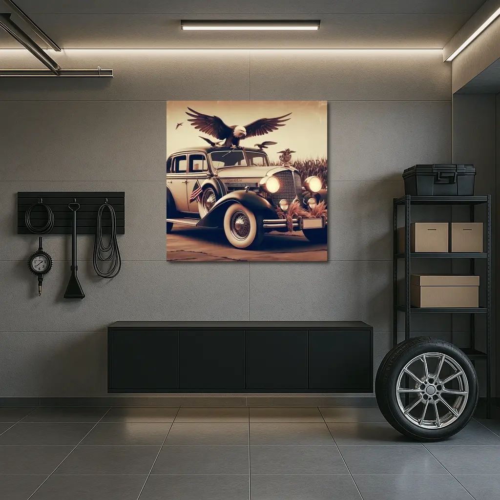 Chrysler Classic Car Bald Eagle American – Wall Art