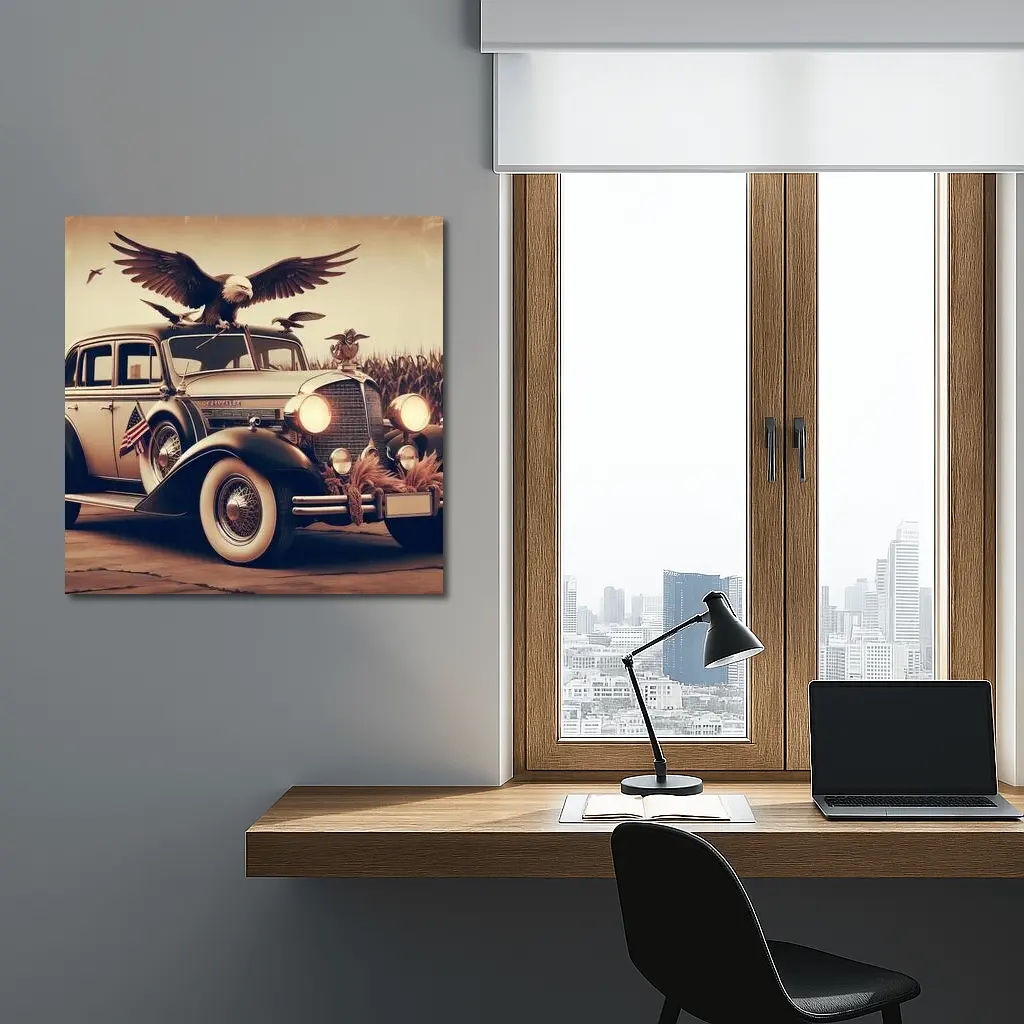 Chrysler Classic Car Bald Eagle American – Wall Art