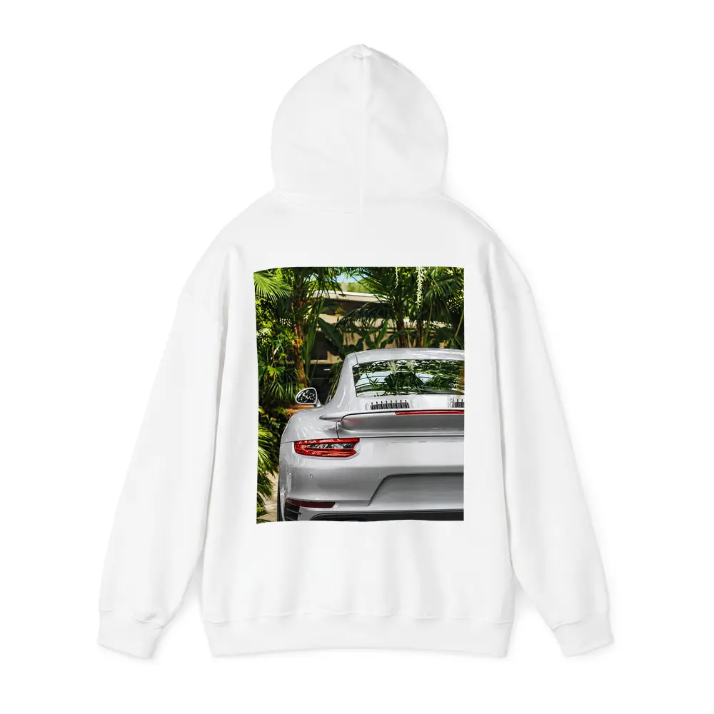 Porsche 911 Silver Rear Tropical Garden – Hoodies