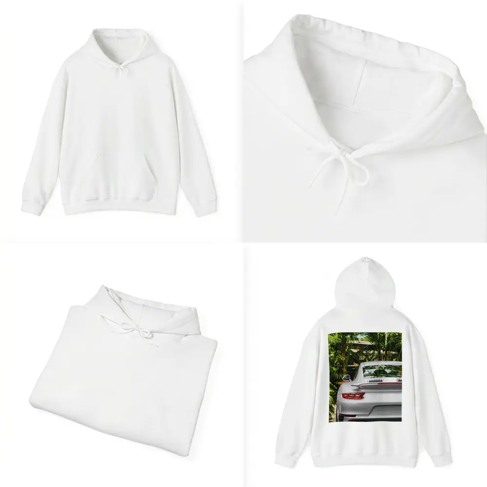 Porsche 911 Silver Rear Tropical Garden – Hoodies
