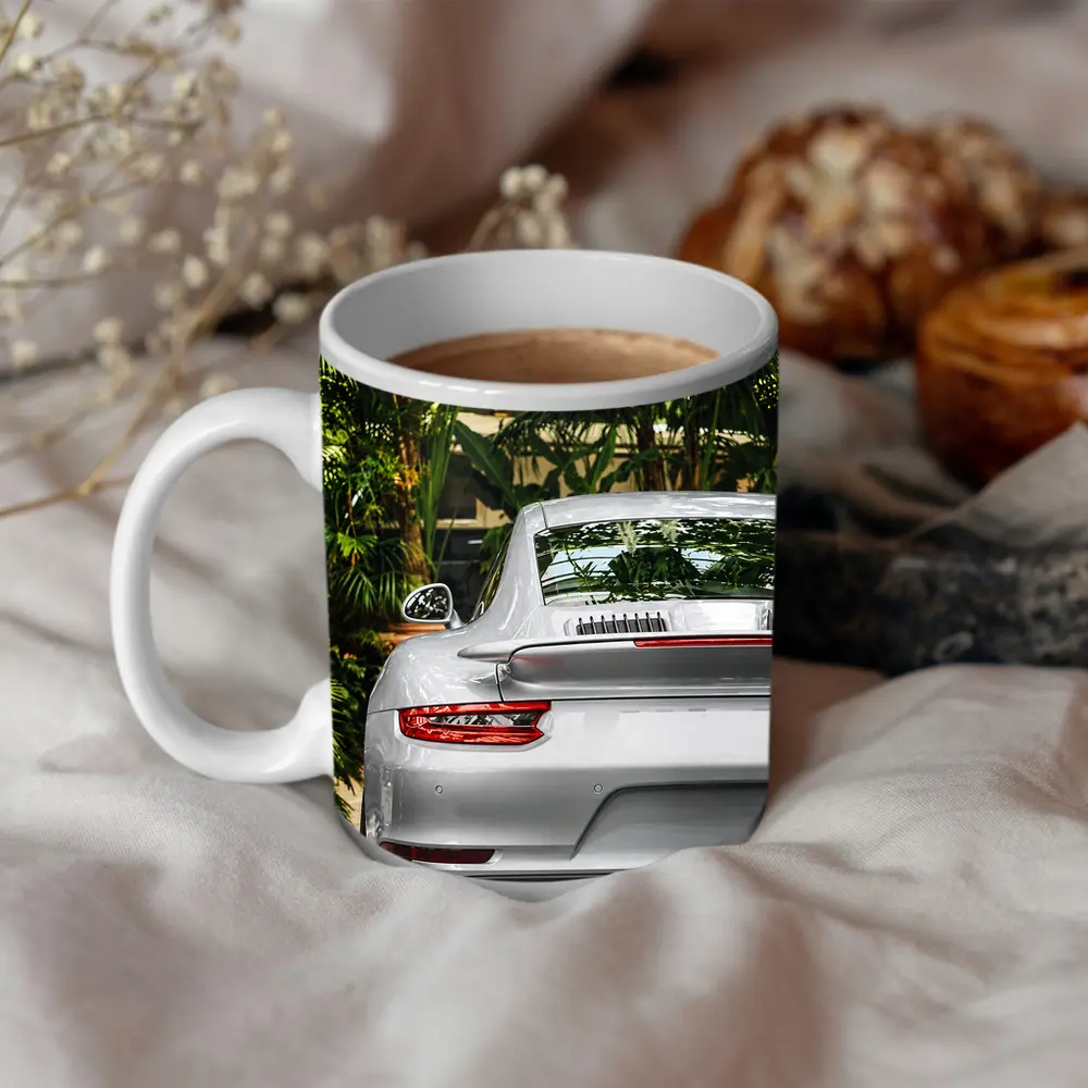 Porsche 911 Silver Rear Tropical Garden – Mugs