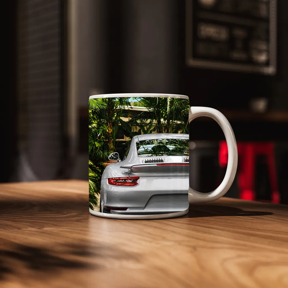 Porsche 911 Silver Rear Tropical Garden – Mugs
