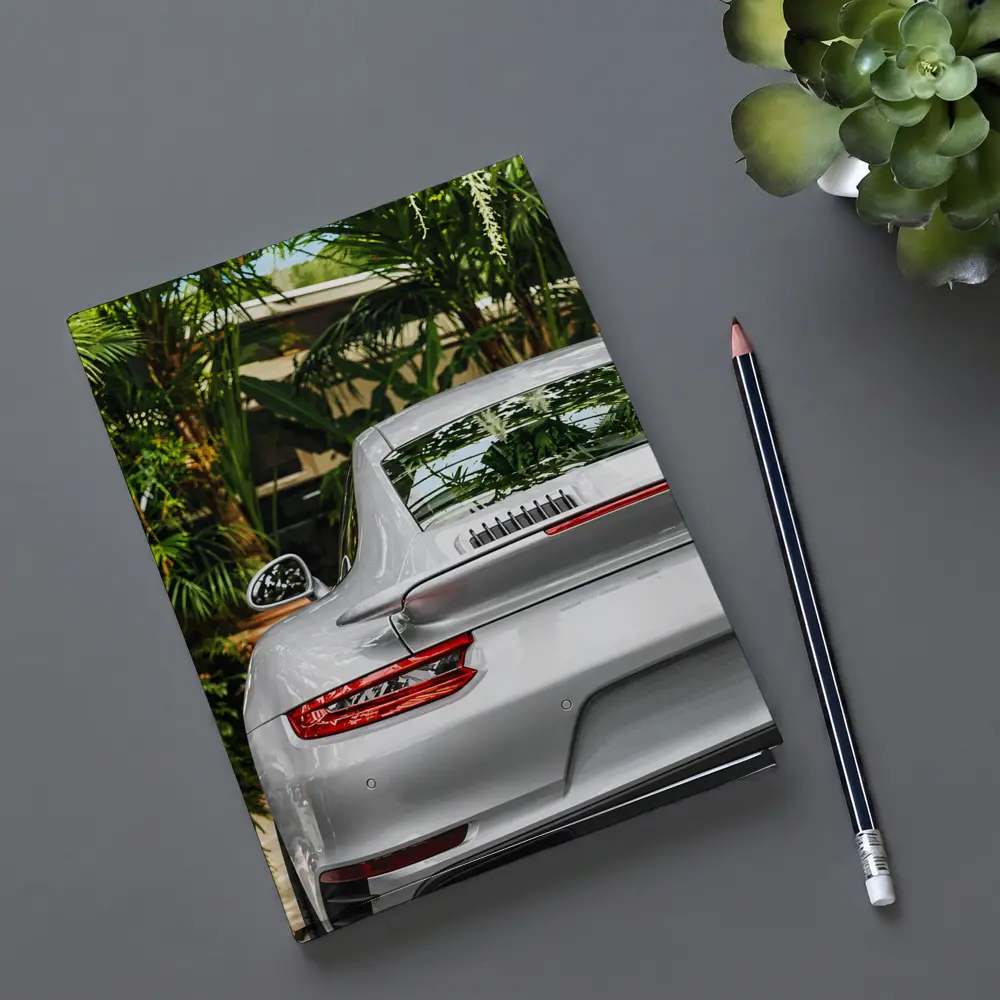 Porsche 911 Silver Rear Tropical Garden – Notebooks