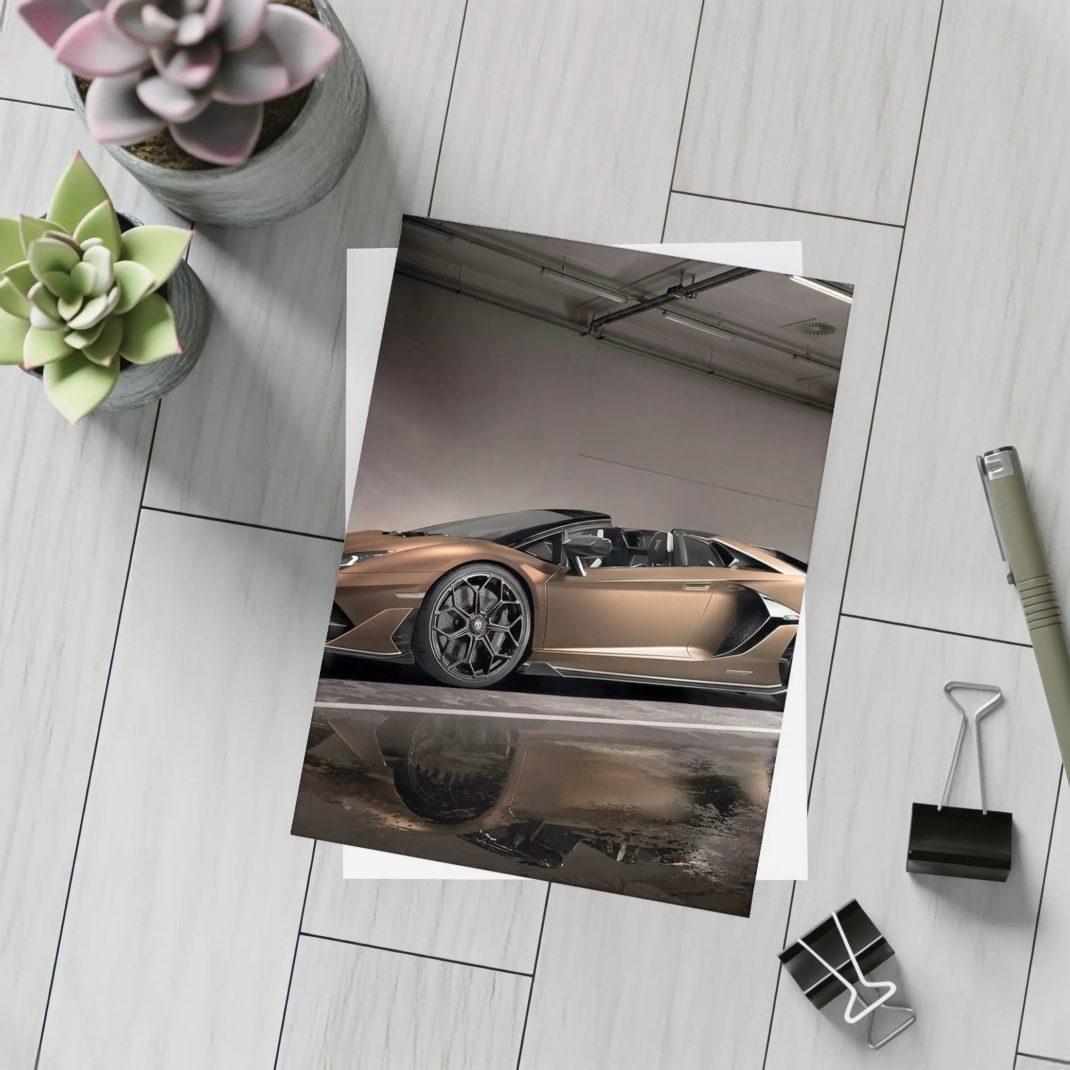 Lamborghini Aventador Bronze Garage Side Profile – Postcards