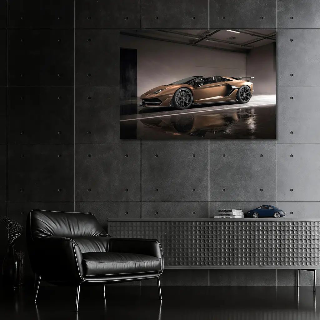 Lamborghini Aventador Bronze Garage Side Profile – Wall Art