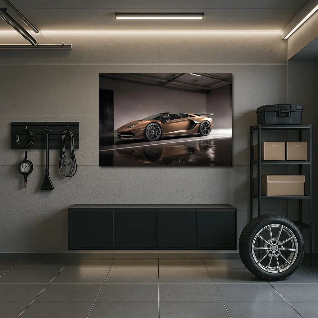 Lamborghini Aventador Bronze Garage Side Profile – Wall Art