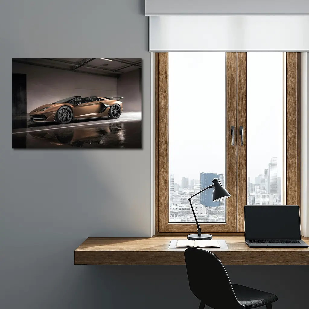 Lamborghini Aventador Bronze Garage Side Profile – Wall Art