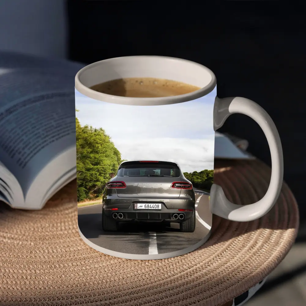 Porsche Macan S Driving Open Road – Mugs