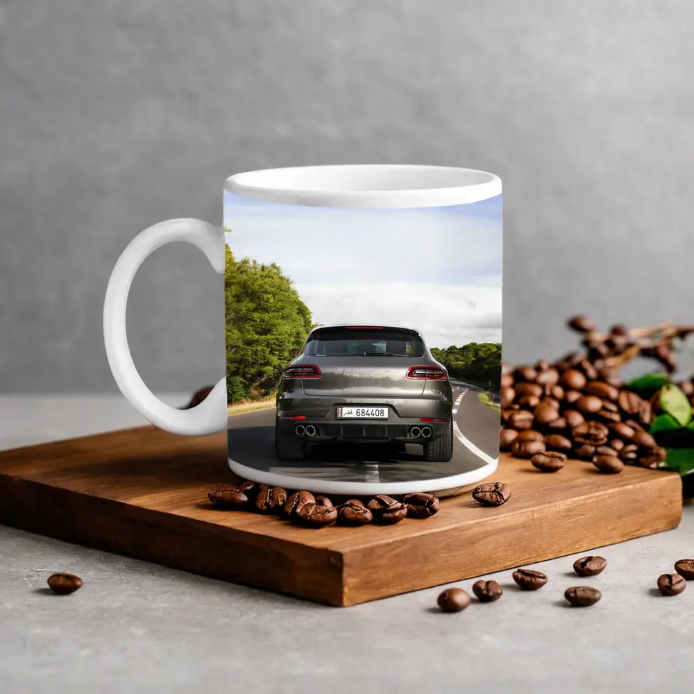 Porsche Macan S Driving Open Road – Mugs