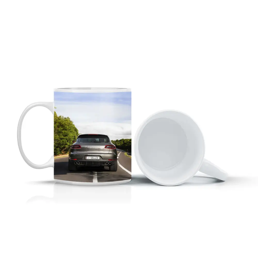 Porsche Macan S Driving Open Road – Mugs