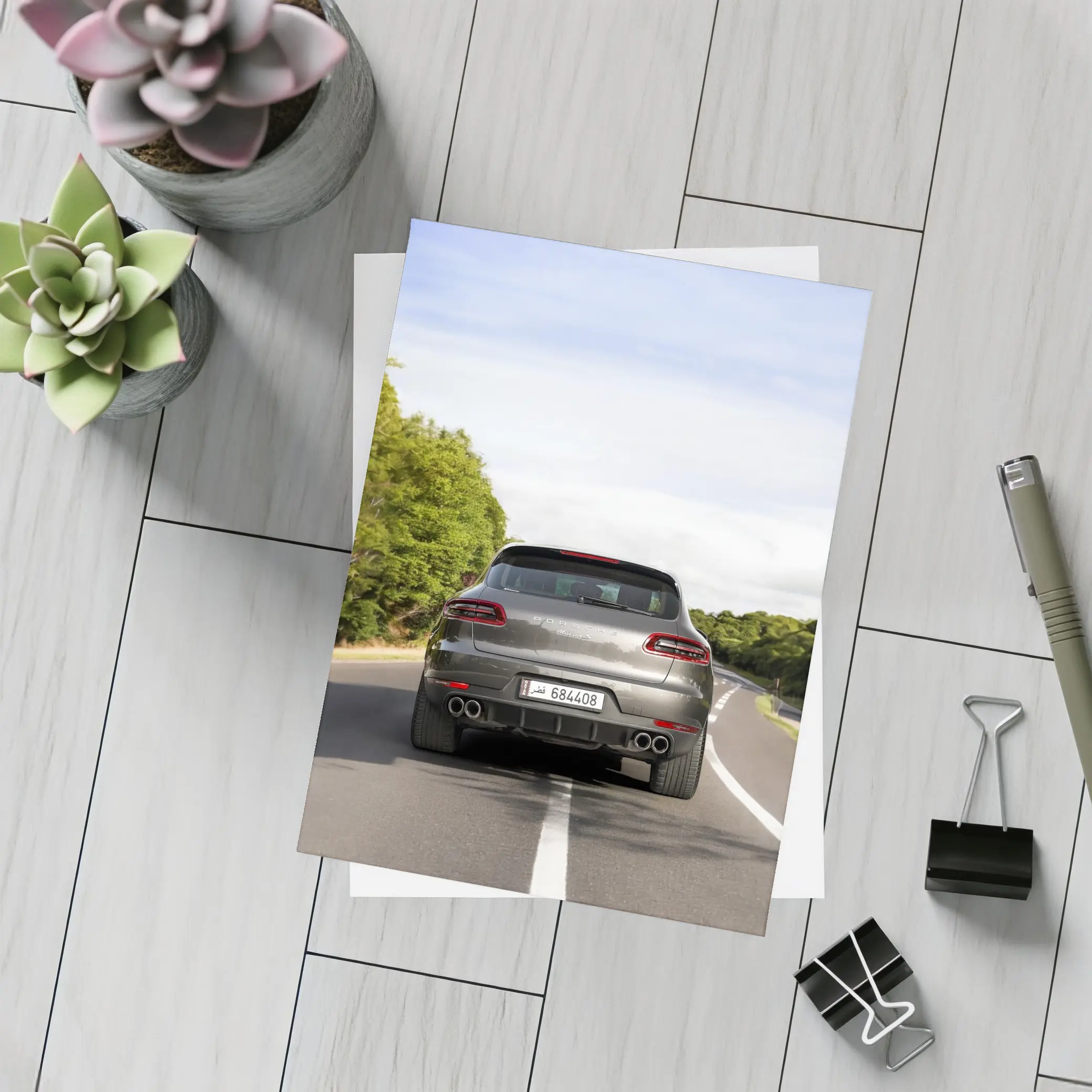 Porsche Macan S Driving Open Road – Postcards