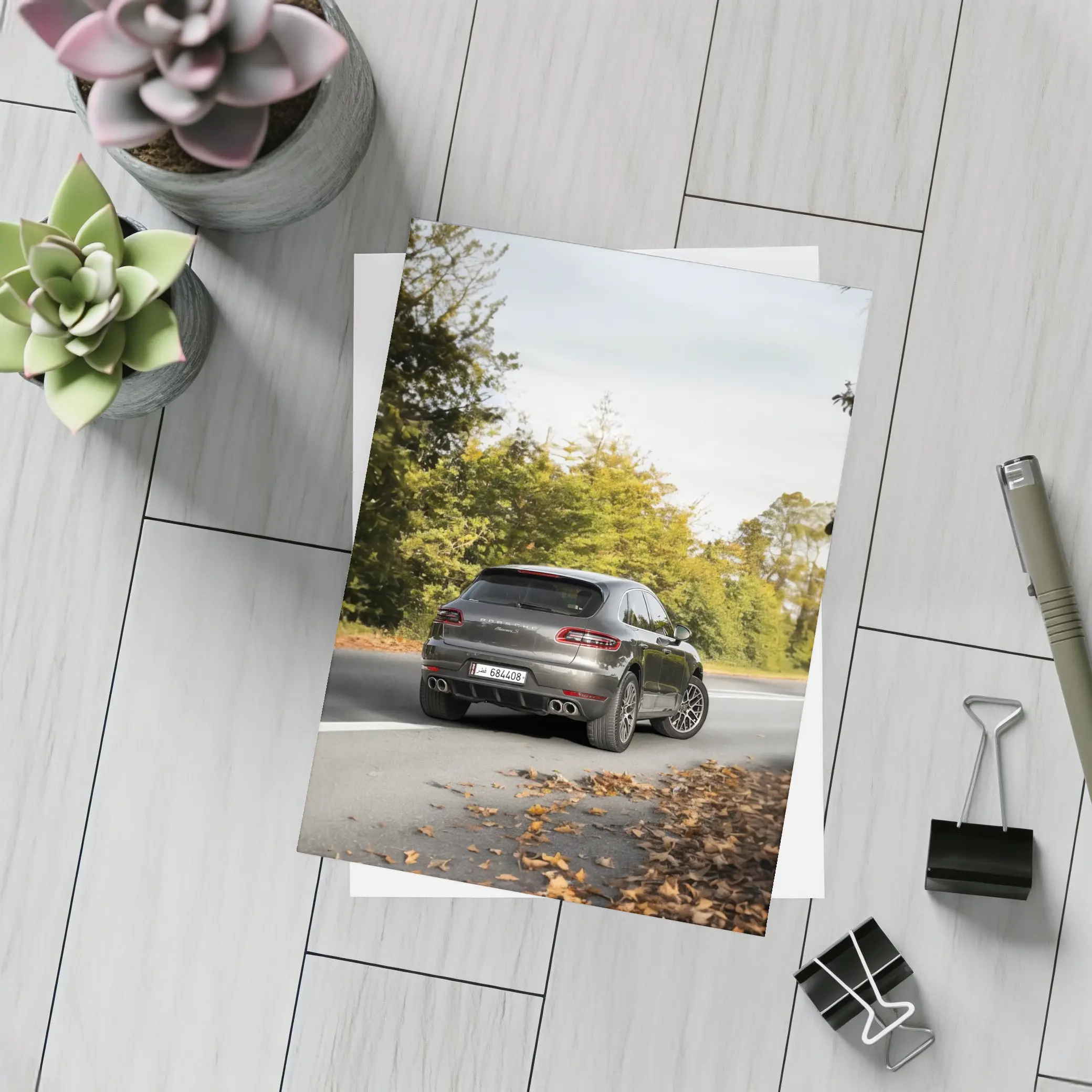 Porsche Macan S on Autumn Road – Postcards