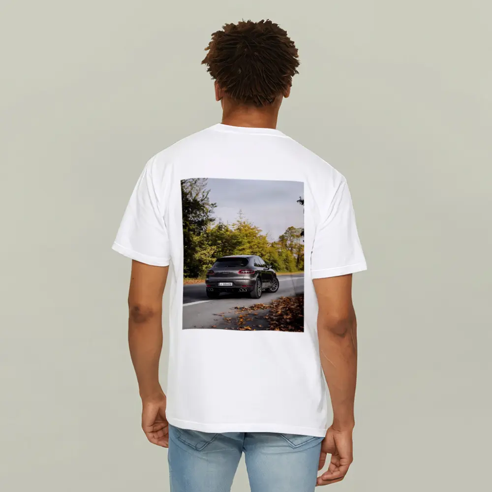 Porsche Macan S on Autumn Road – T-Shirts
