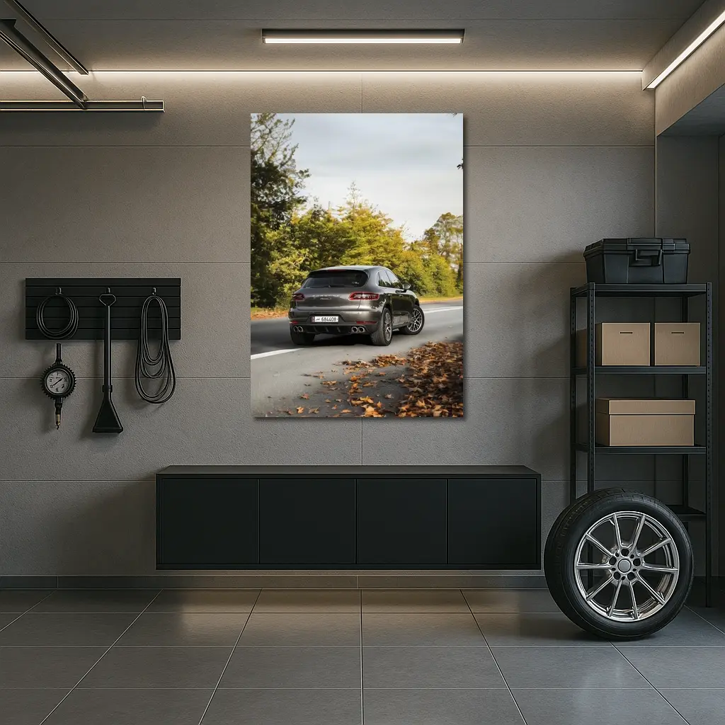 Porsche Macan S on Autumn Road – Wall Art