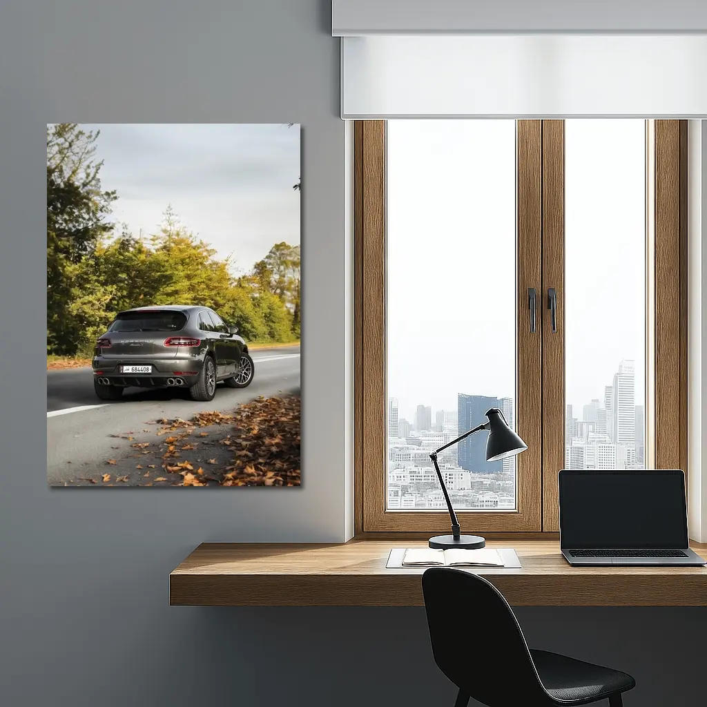 Porsche Macan S on Autumn Road – Wall Art