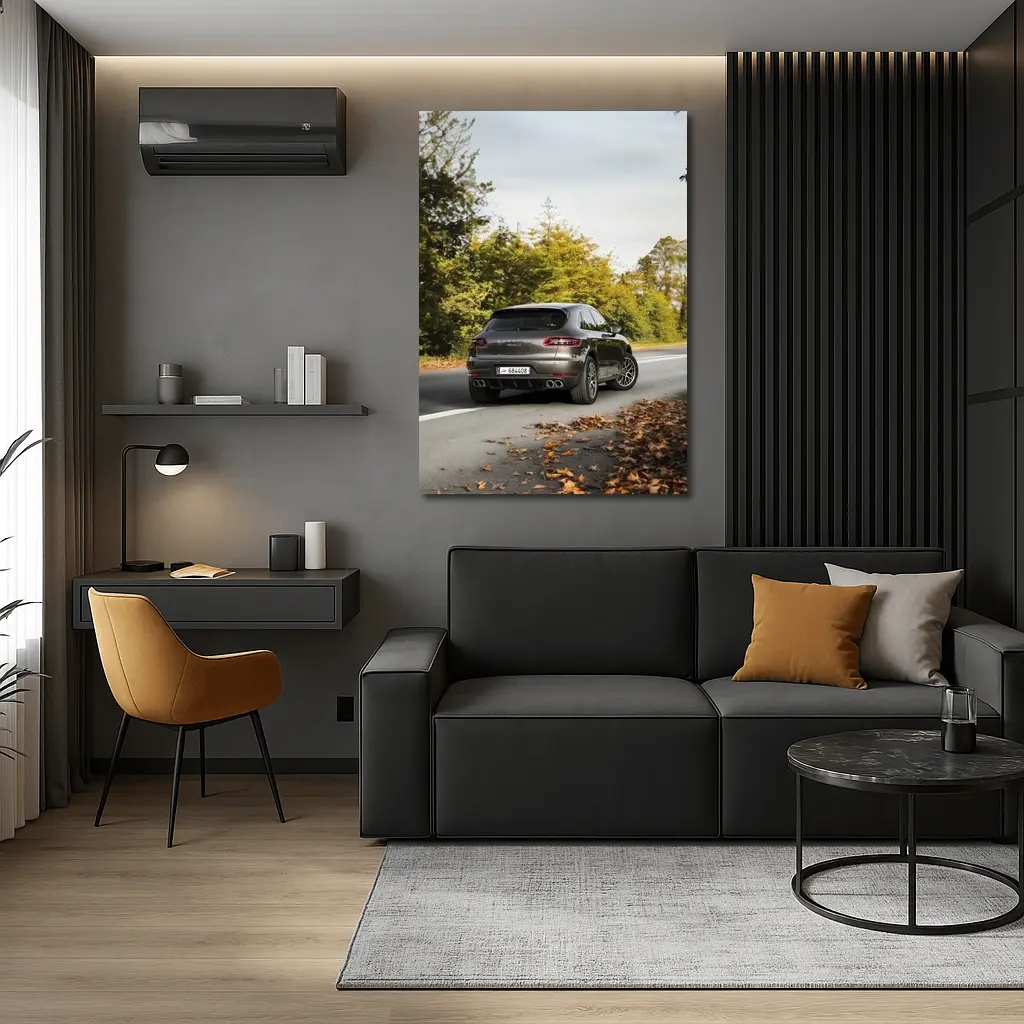 Porsche Macan S on Autumn Road – Wall Art