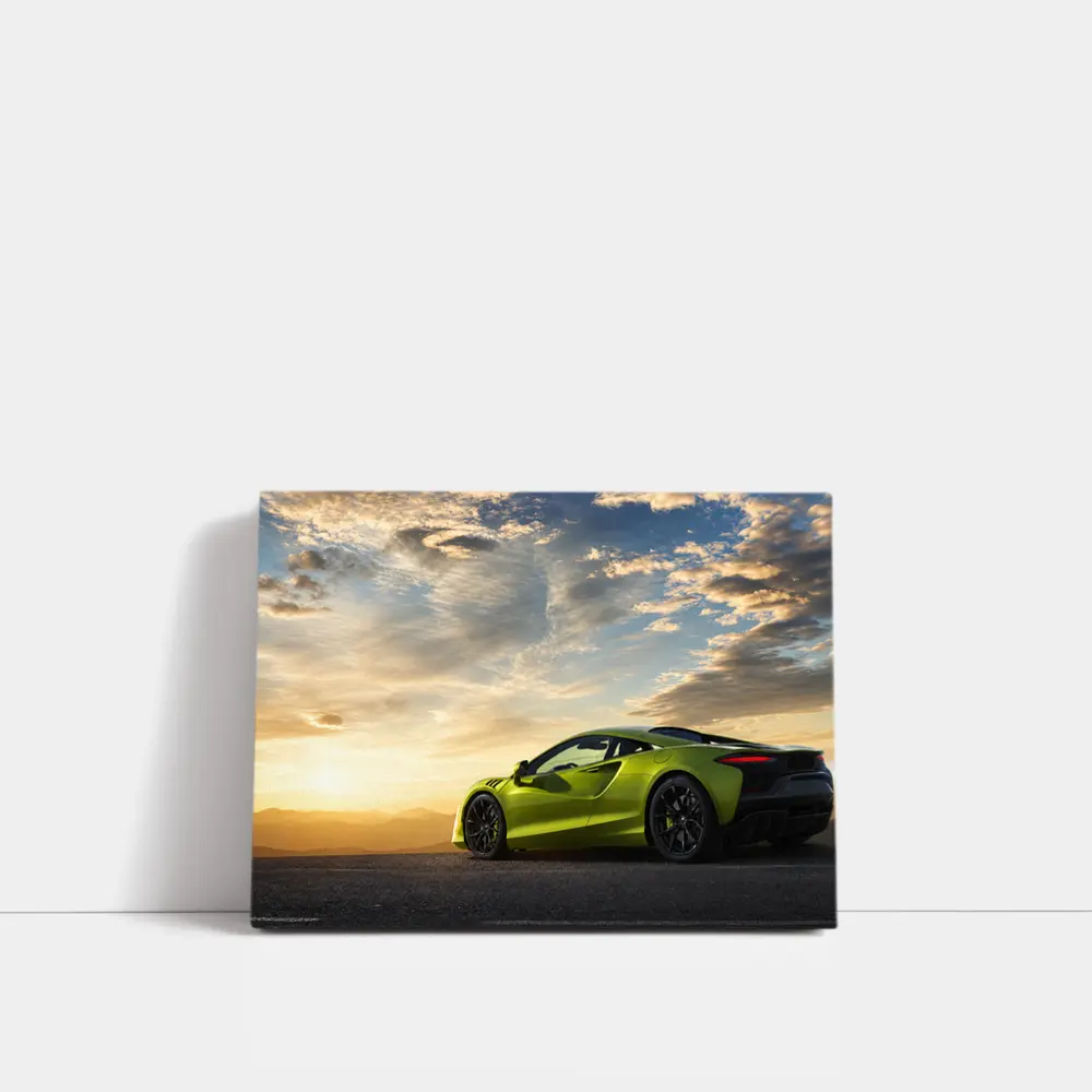 McLaren Artura Lime Green Sunset Sky – Wall Art