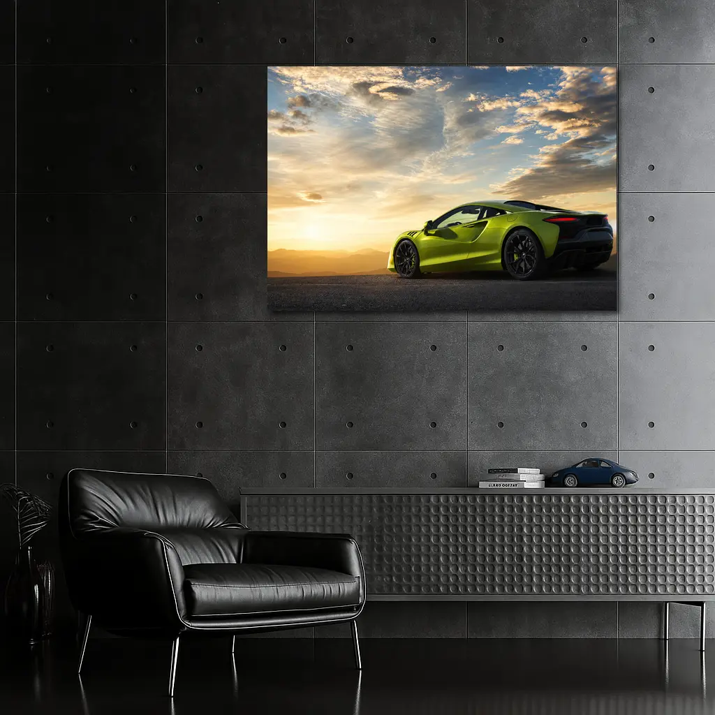 McLaren Artura Lime Green Sunset Sky – Wall Art