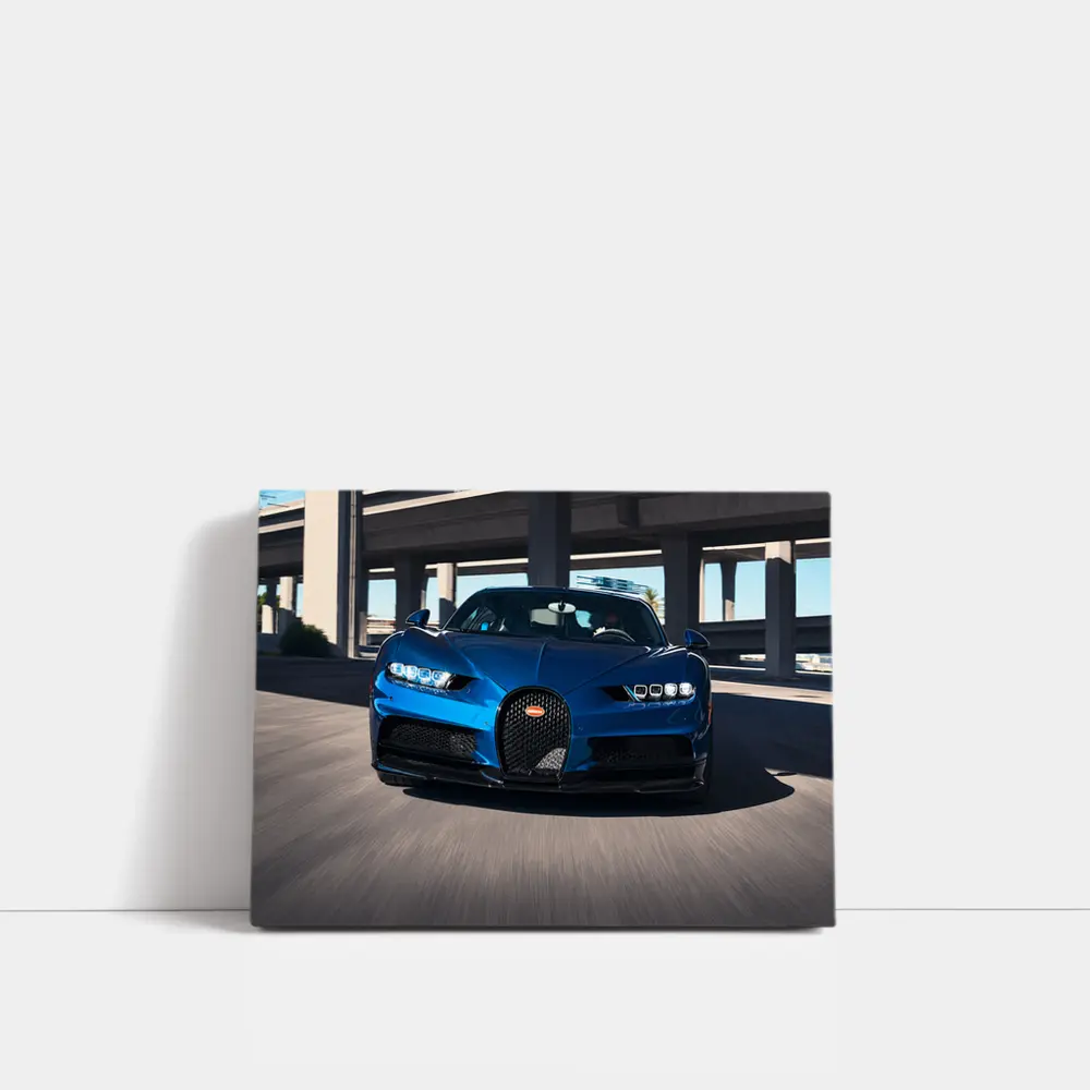 Bugatti Chiron Blue Hypercar Urban Highway – Wall Art