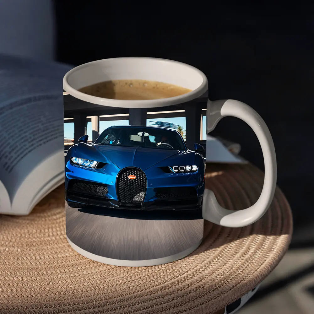 Bugatti Chiron Blue Hypercar Urban Highway – Mugs