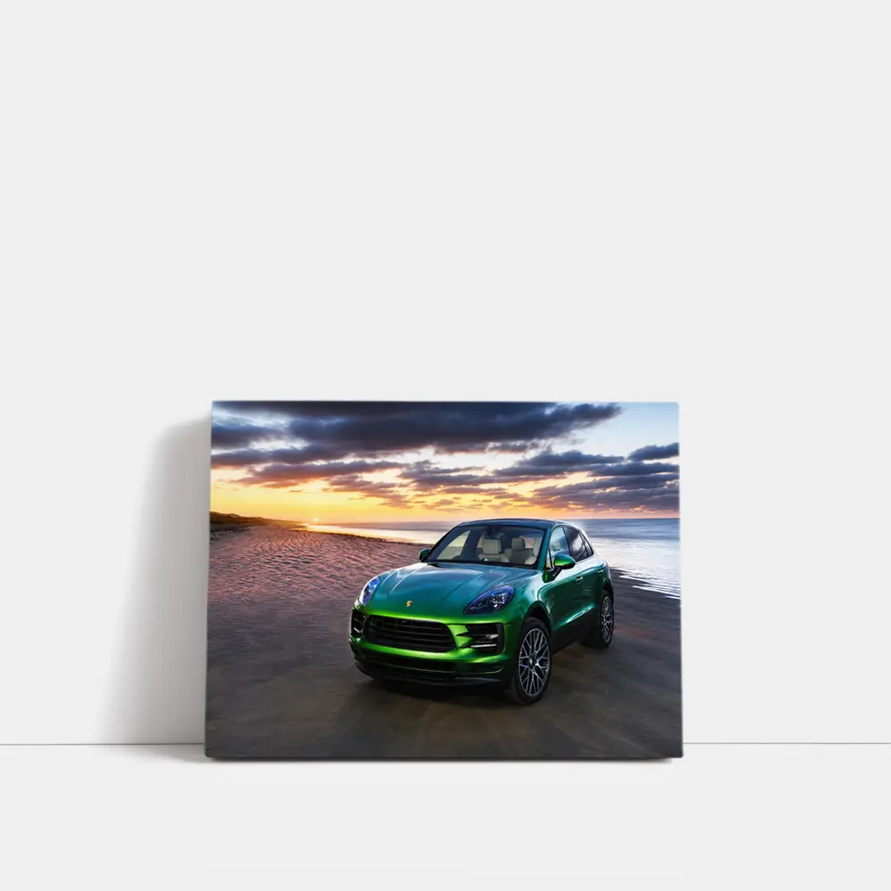 Porsche Macan Green SUV Beach Sunset – Wall Art