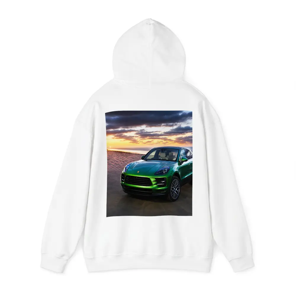 Porsche Macan Green SUV Beach Sunset – Hoodies