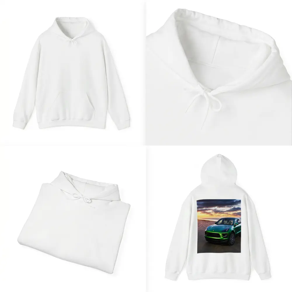 Porsche Macan Green SUV Beach Sunset – Hoodies