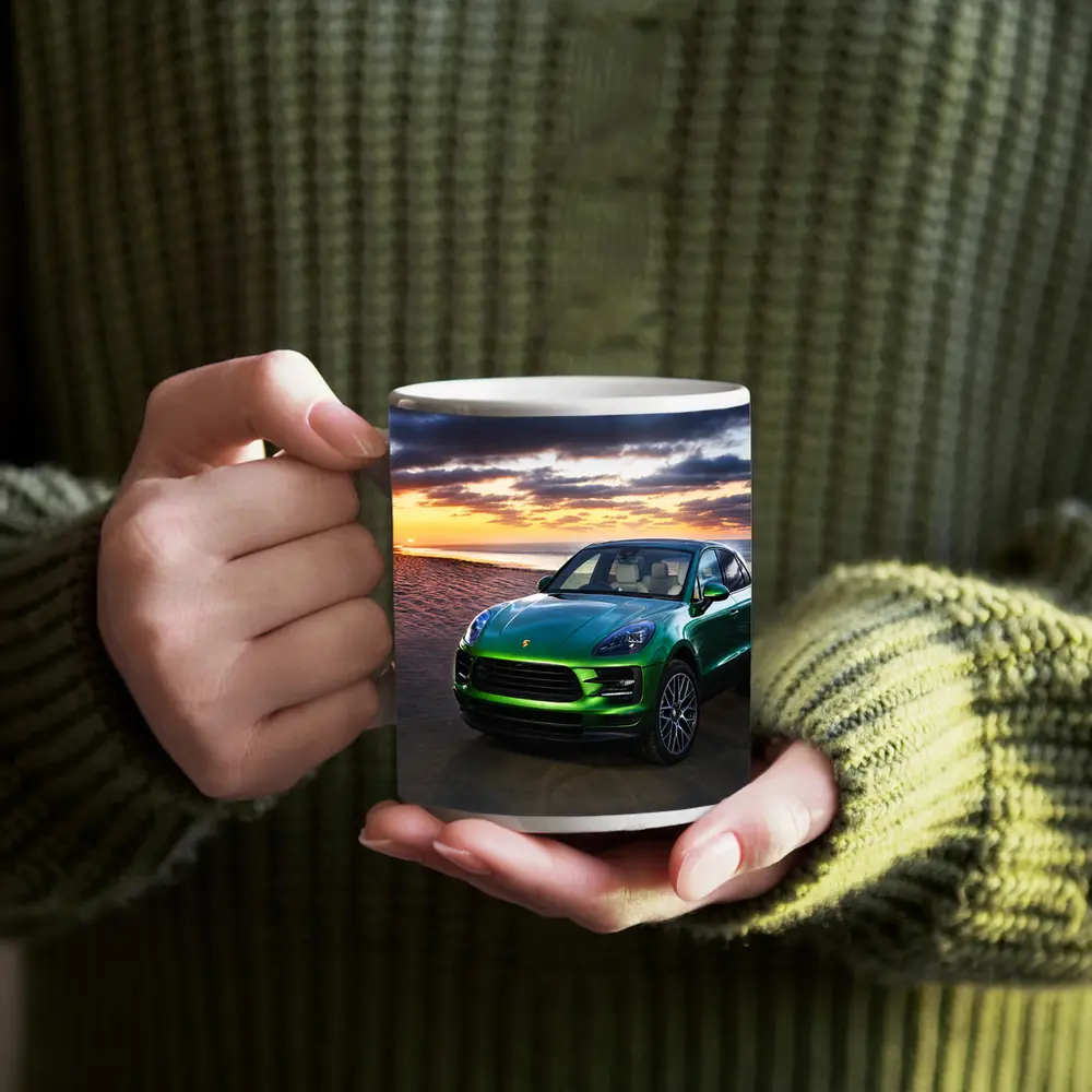 Porsche Macan Green SUV Beach Sunset – Mugs