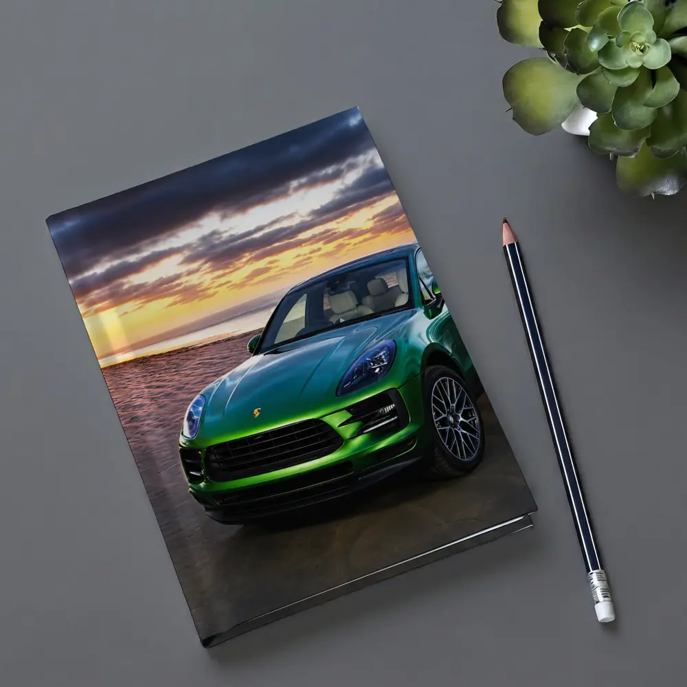 Porsche Macan Green SUV Beach Sunset – Notebooks