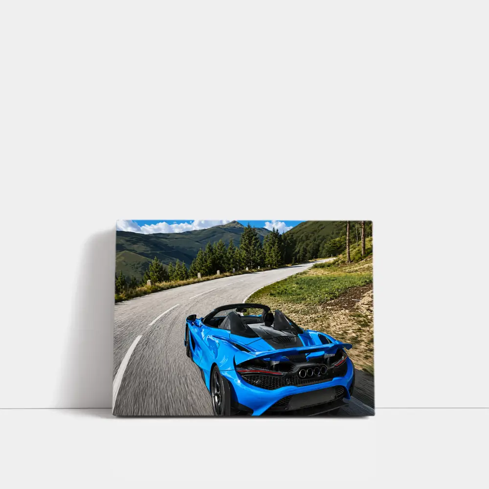McLaren 765LT Spider Blue Mountain Road – Wall Art