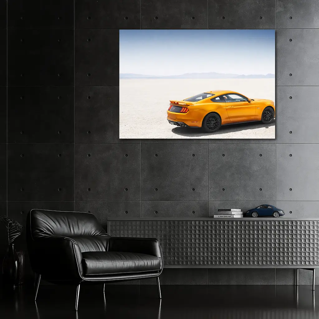 Ford Mustang GT Orange Salt Flats Desert – Wall Art