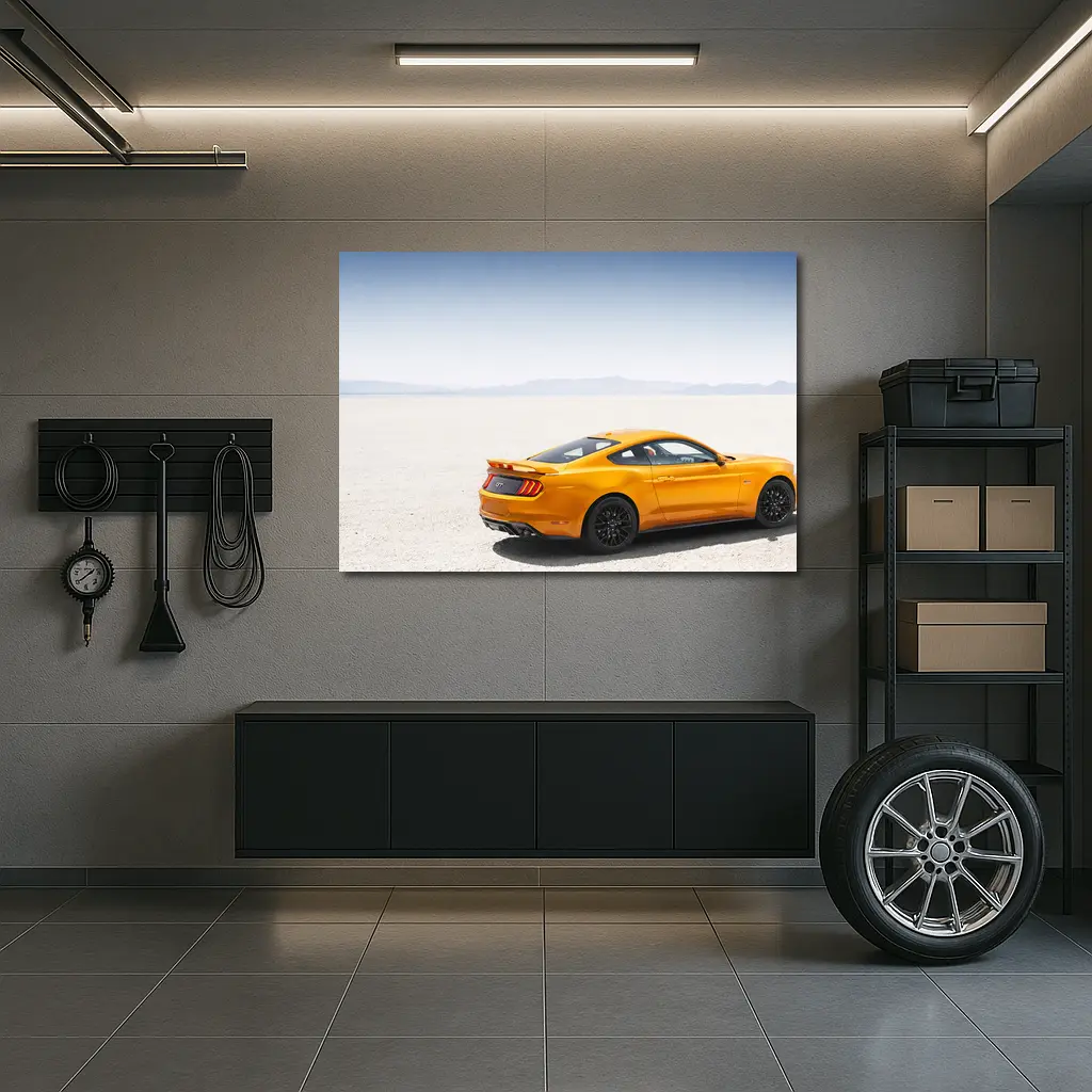 Ford Mustang GT Orange Salt Flats Desert – Wall Art