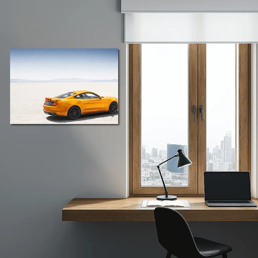 Ford Mustang GT Orange Salt Flats Desert – Wall Art