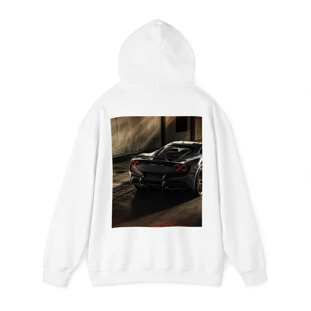 Ferrari F8 Black Supercar Warehouse Rear View – Hoodies