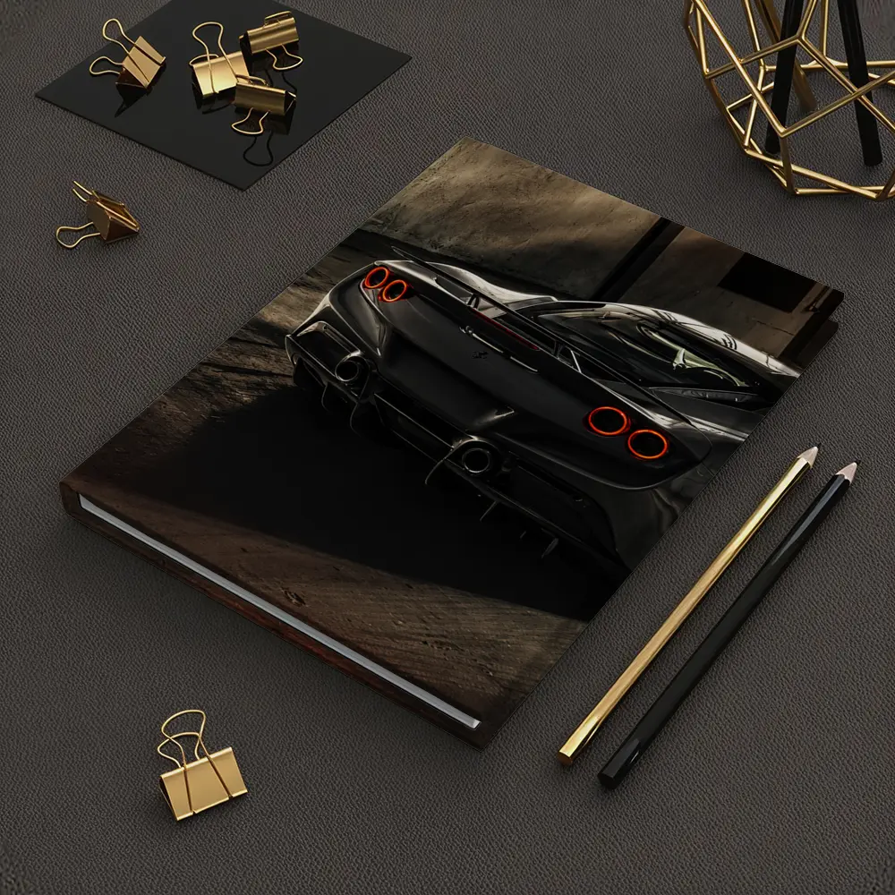 Ferrari F8 Black Supercar Warehouse Rear View – Notebooks