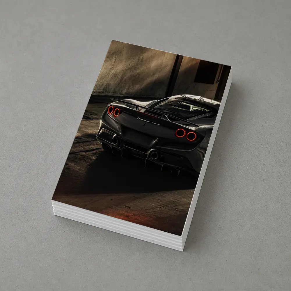 Ferrari F8 Black Supercar Warehouse Rear View – Postcards