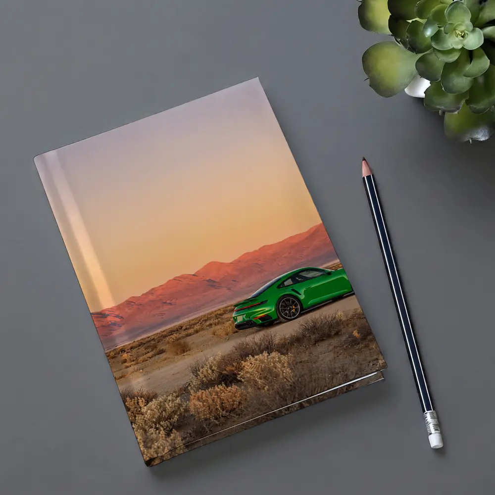 Porsche 911 Green Desert Sunset Mountains – Notebooks