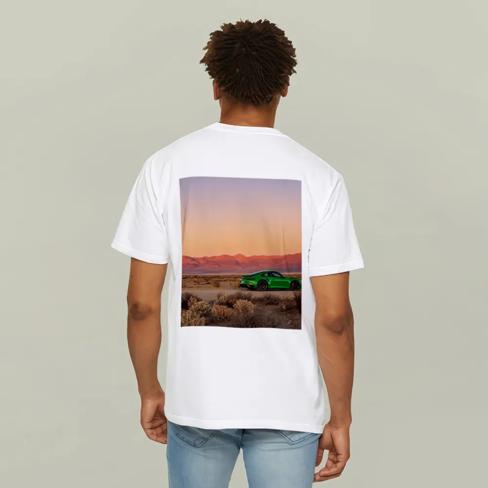Porsche 911 Green Desert Sunset Mountains – T-Shirts
