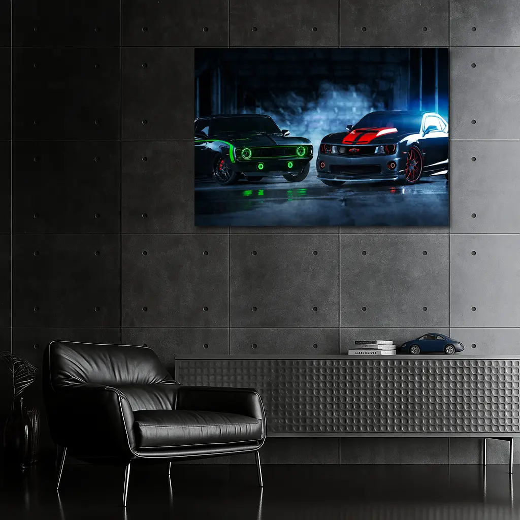 Ford Mustang Chevrolet Camaro Neon Garage – Wall Art