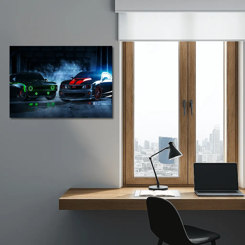 Ford Mustang Chevrolet Camaro Neon Garage – Wall Art