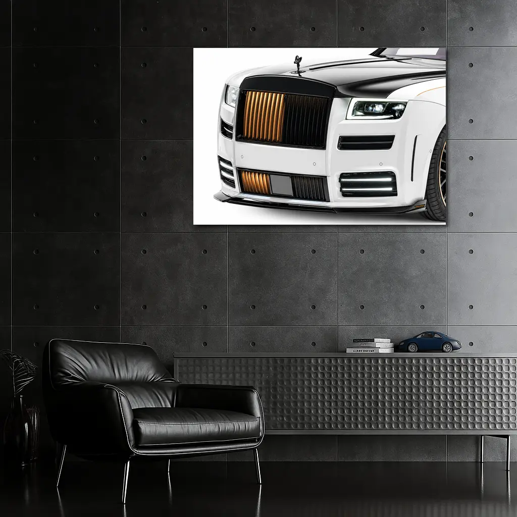 Rolls Royce Ghost White Gold Grille Front – Wall Art